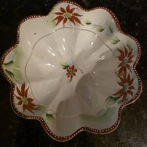 Antique Handpainted Nippon Scalloped Edged Three Legged 6" Bowl Jonroth Studio
